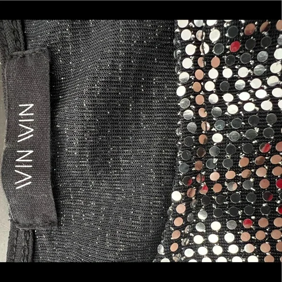Vintage studio 54 Y2K silver black sparkle disco ball effect crop top S - Picture 6 of 6